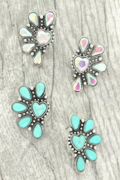 Western Hearted Concho Earrings