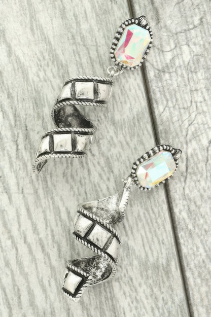 Western Jeweled Spiral Post Earrings