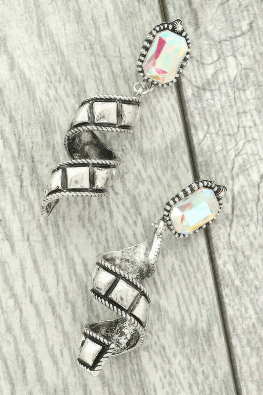 Western Jeweled Spiral Post Earrings