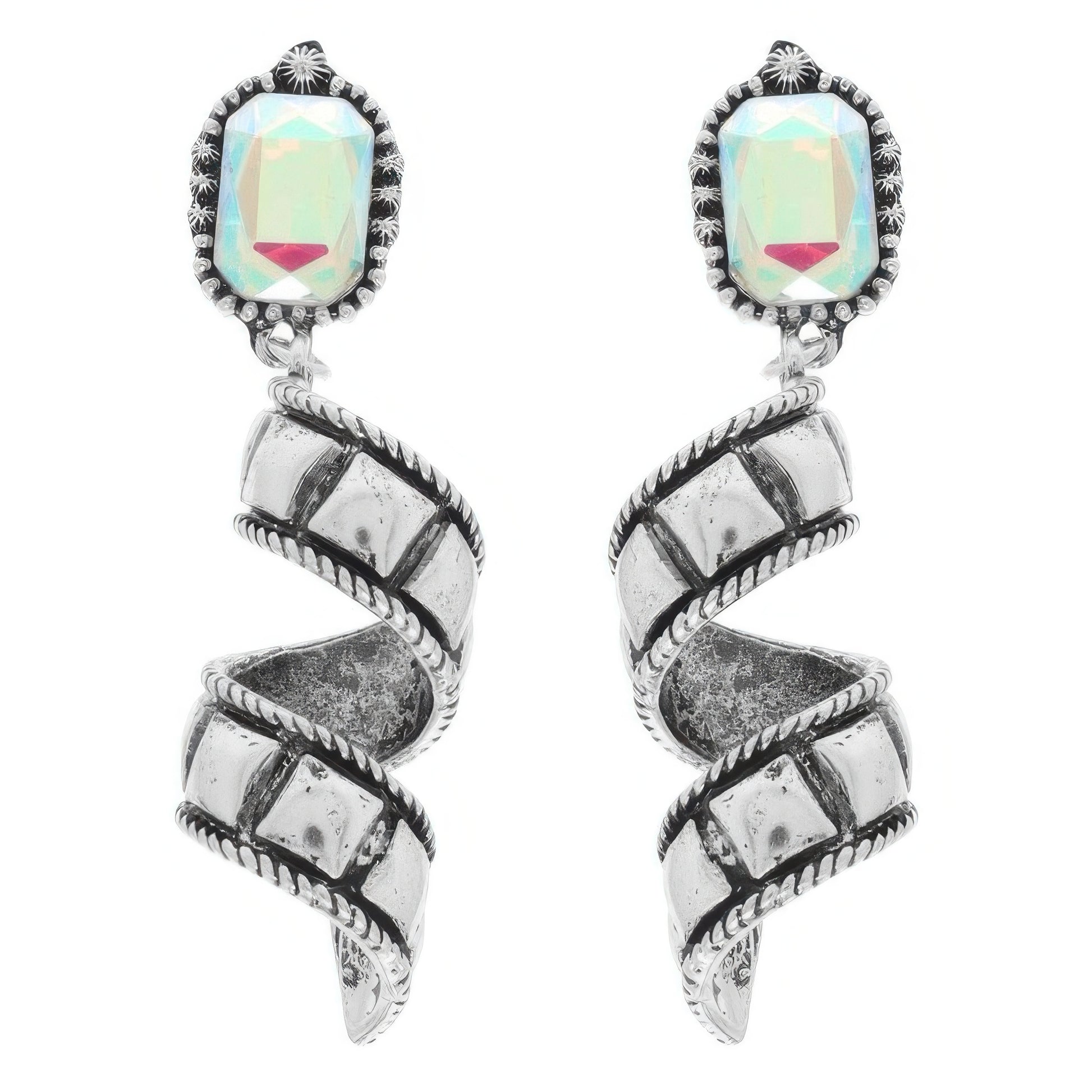 Western Jeweled Spiral Post Earrings