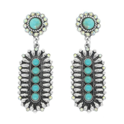 Western Jeweled Oval Concho Earrings