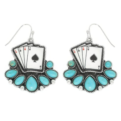 Western Ace Of Spades Dangle Earrings