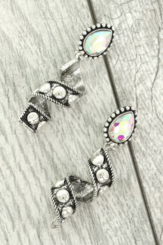 Western Teardrop Spiral Post Earrings