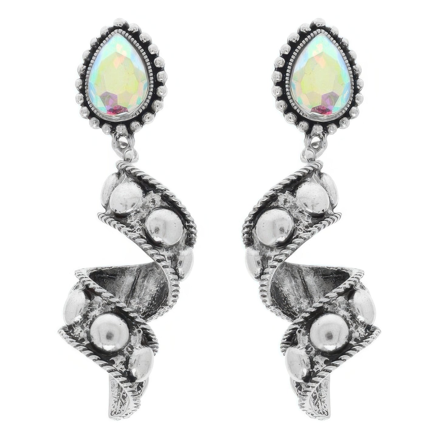 Western Teardrop Spiral Post Earrings