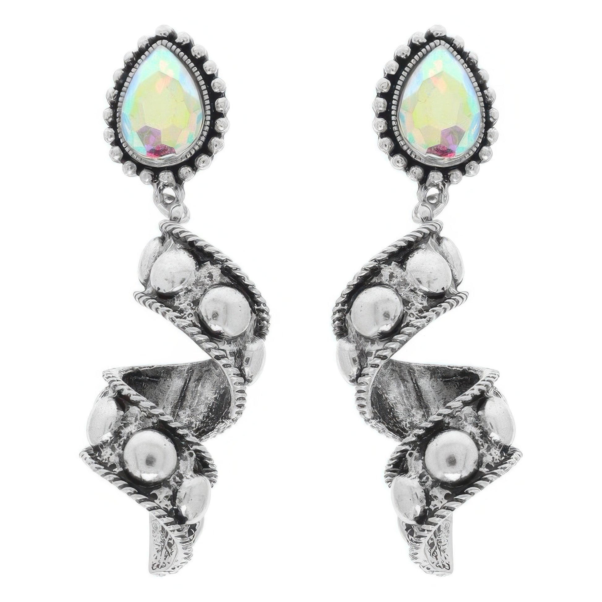 Western Teardrop Spiral Post Earrings