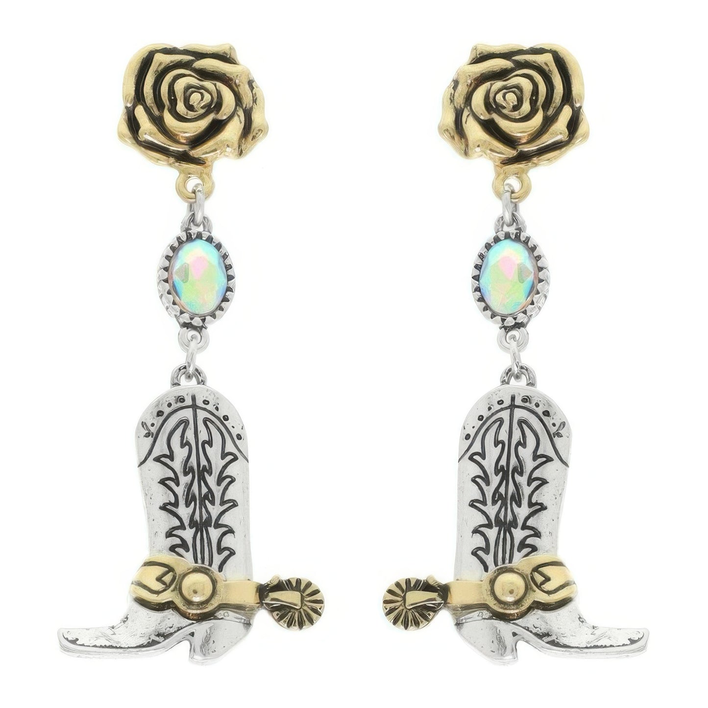 Western Floral Cowboy Boot Earrings