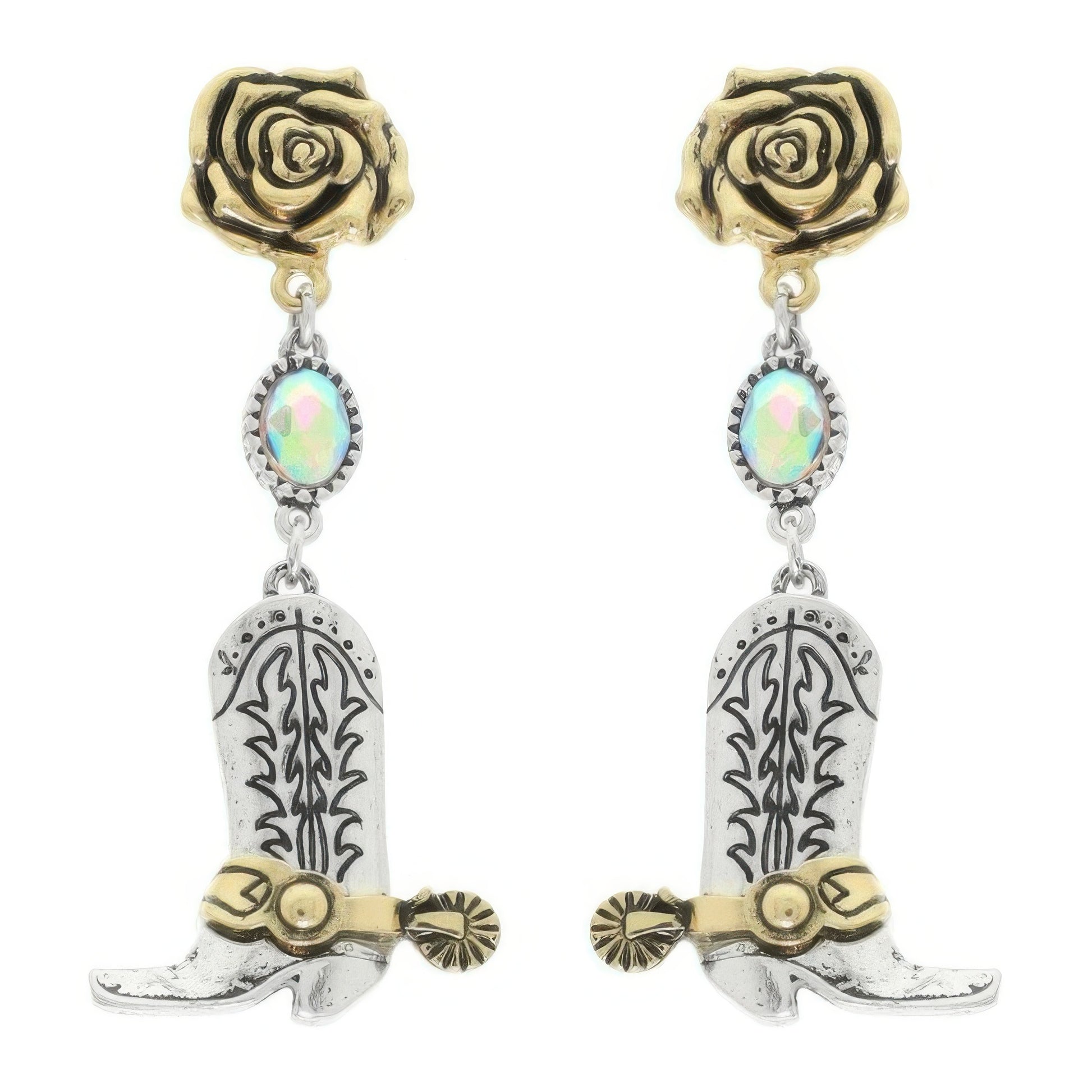Western Floral Cowboy Boot Earrings