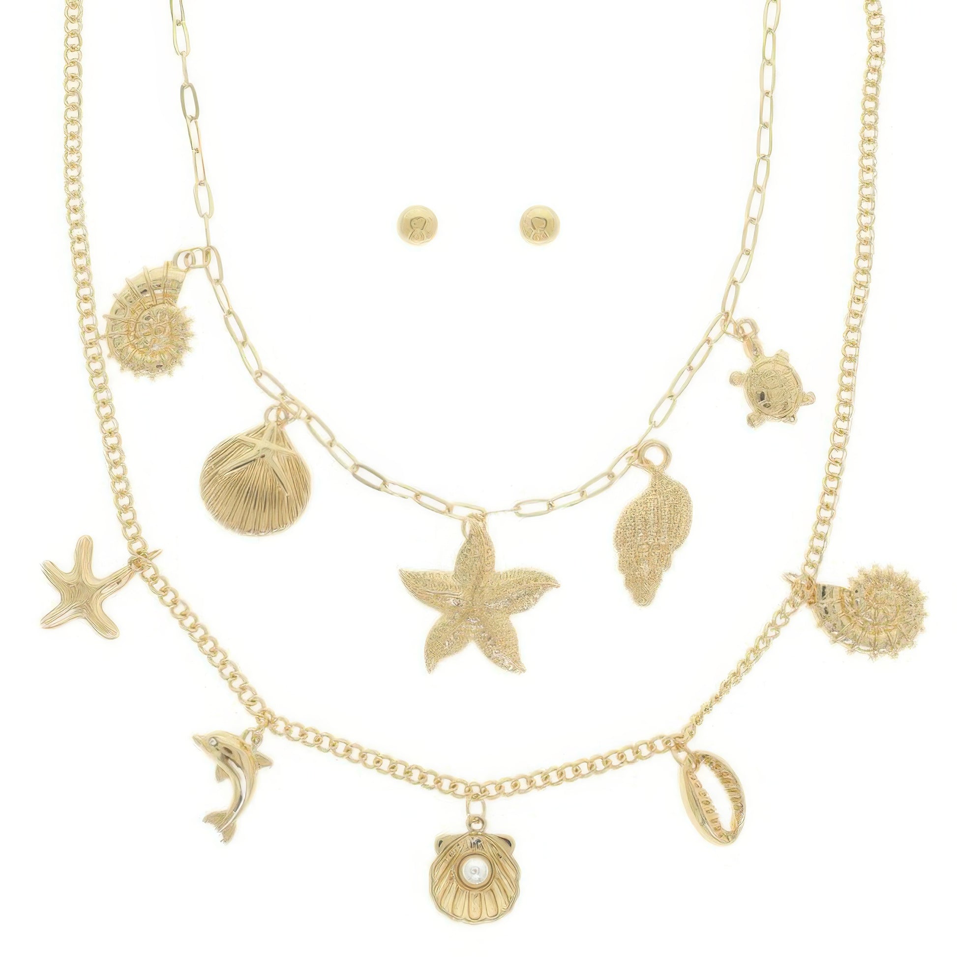 Sea Life Theme Charm Necklace Set
