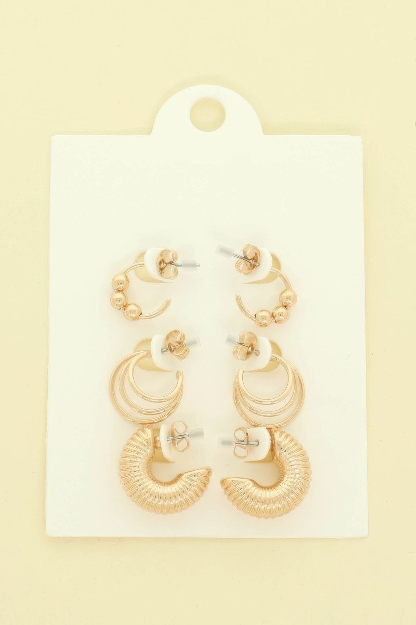 3 Pair Hoop Post Earring Set