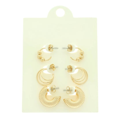 3 Pair Hoop Post Earring Set