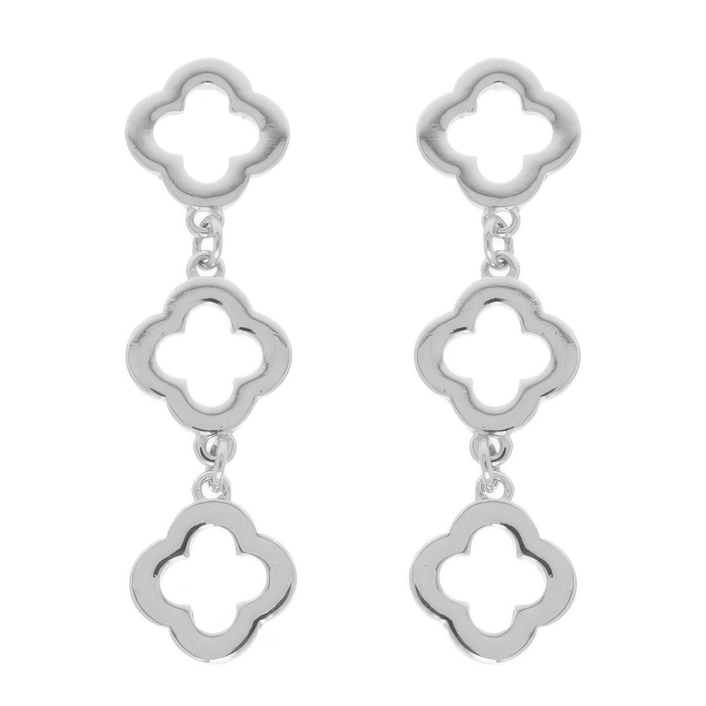Polished Clover Linear Post Earrings