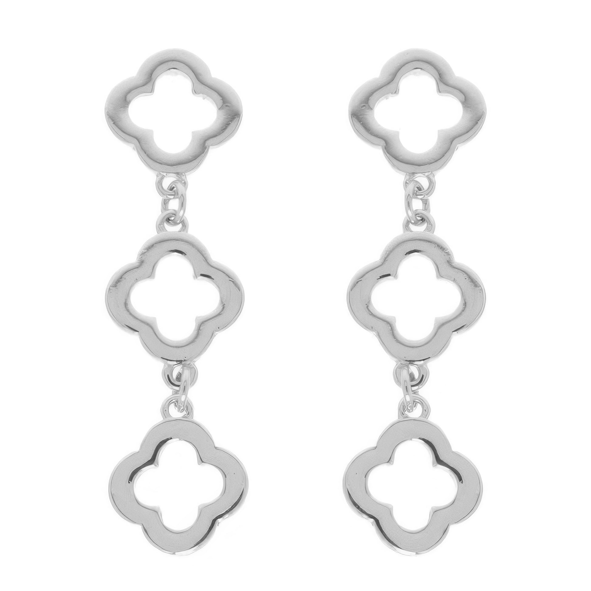 Polished Clover Linear Post Earrings