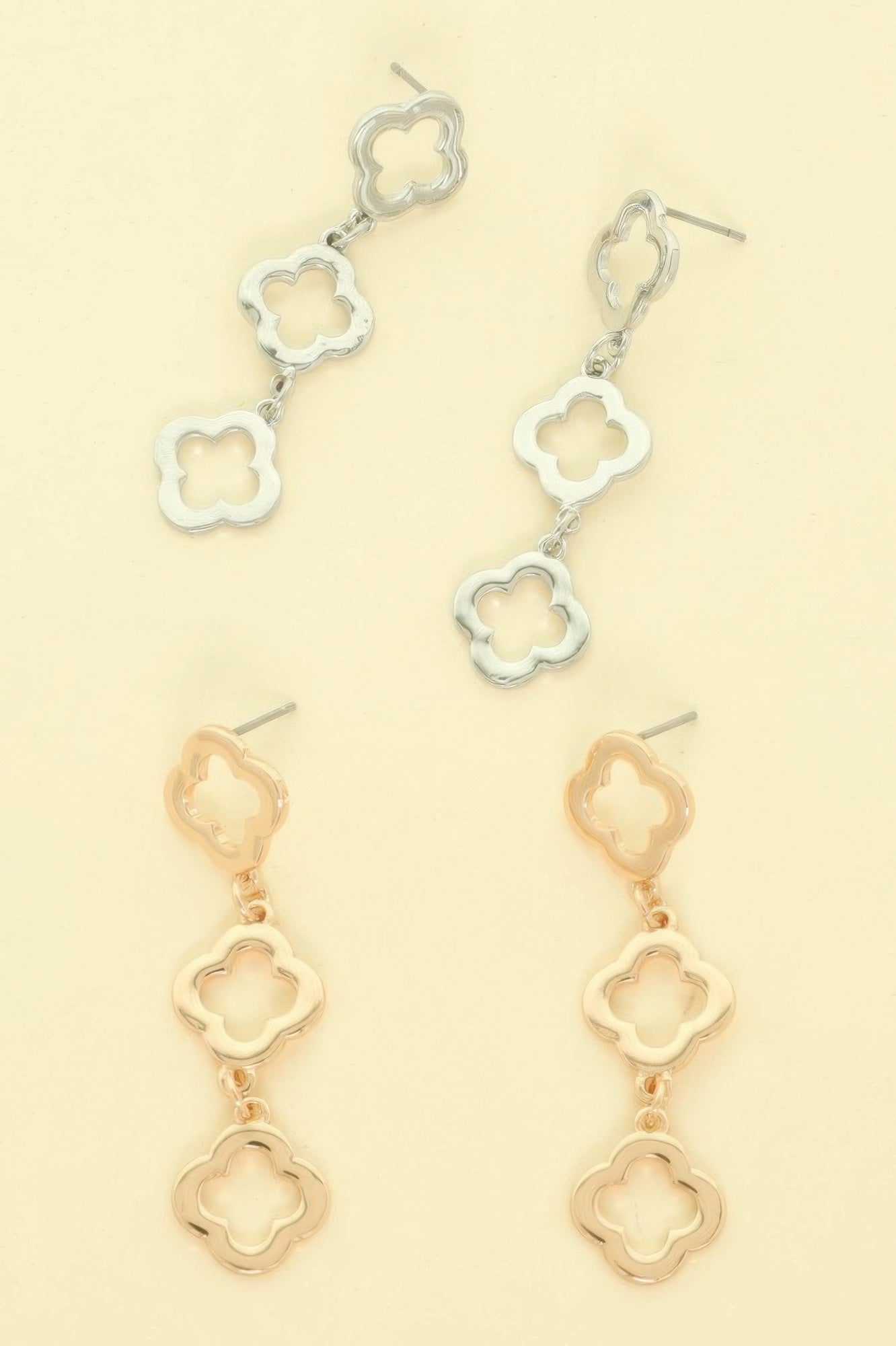 Polished Clover Linear Post Earrings