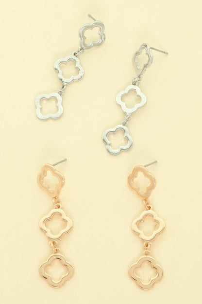 Polished Clover Linear Post Earrings