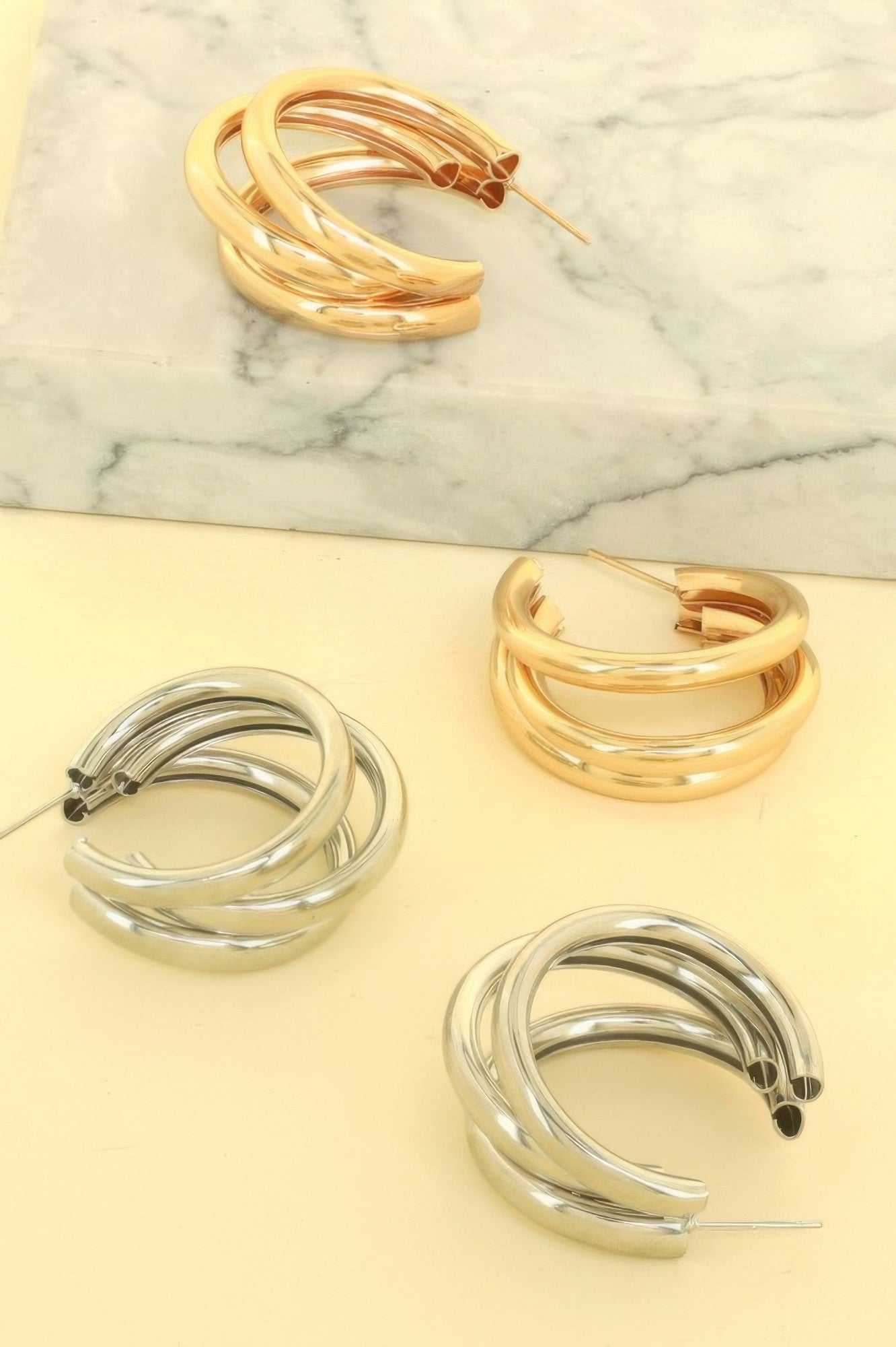 Polished Open Tube Hoop Earrings