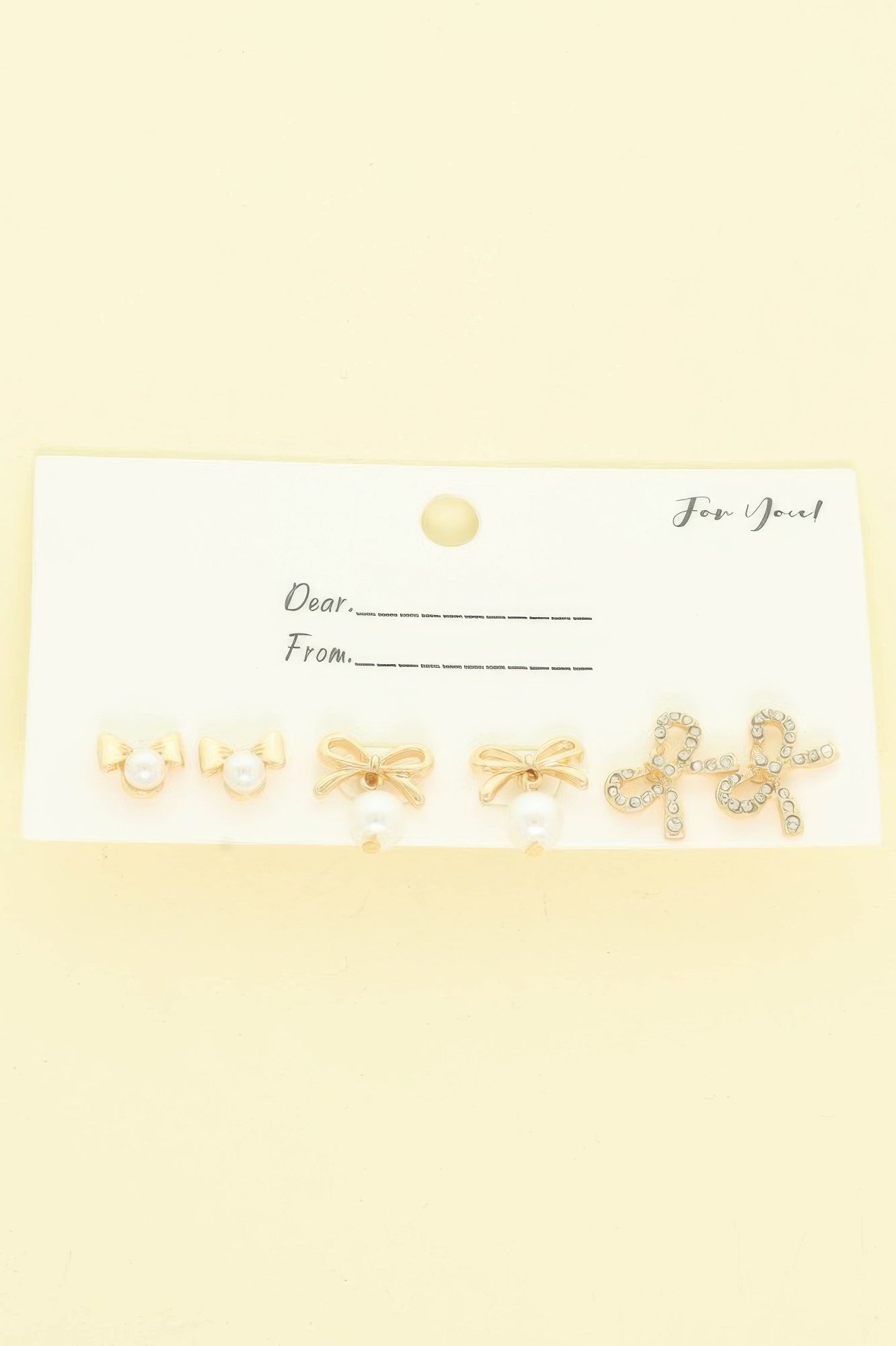 3 Pair Jeweled Bow Stud Earring Set