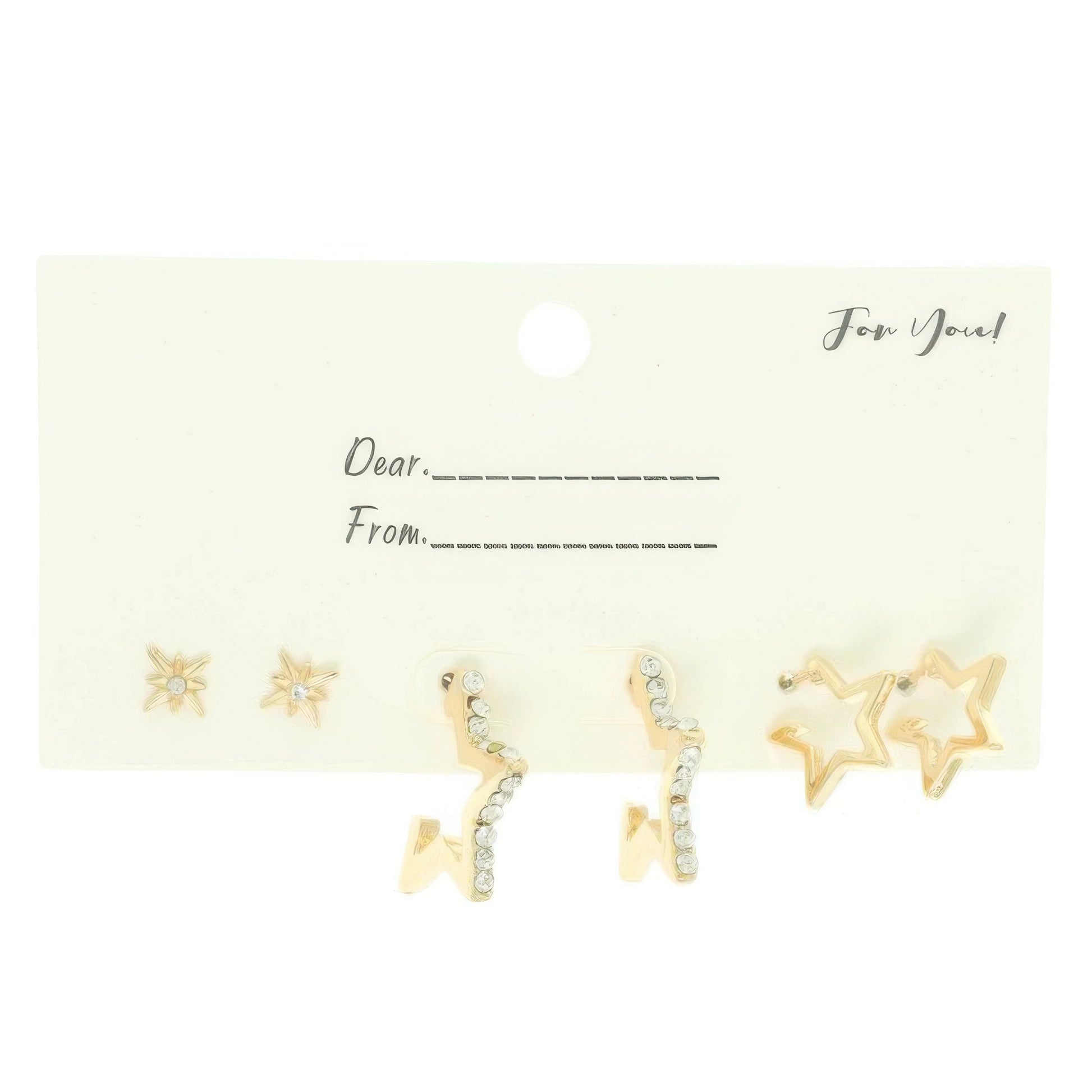 3 Pair Jeweled Star Post Earring Set