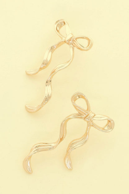 Long Tail Bow Ribbon Post Earrings
