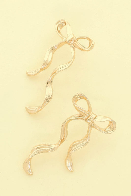 Long Tail Bow Ribbon Post Earrings