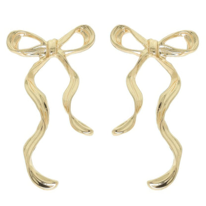 Long Tail Bow Ribbon Post Earrings