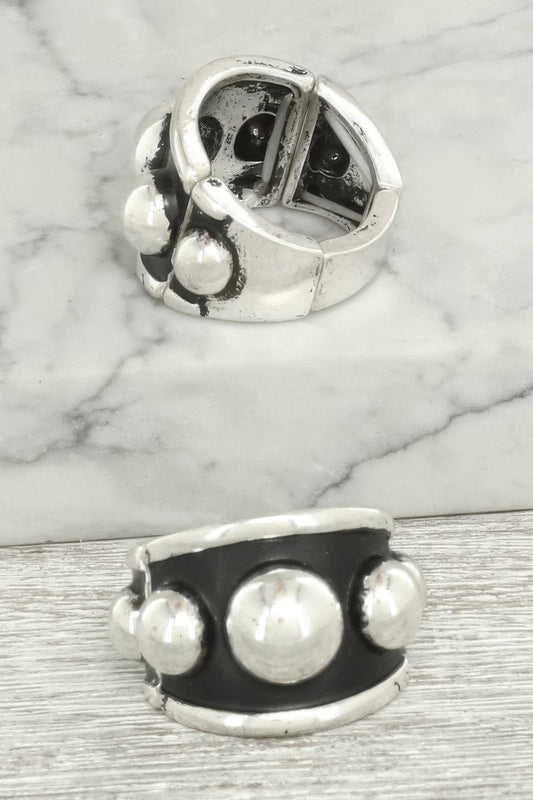 Western Dome Bubble Textured Stretch Ring