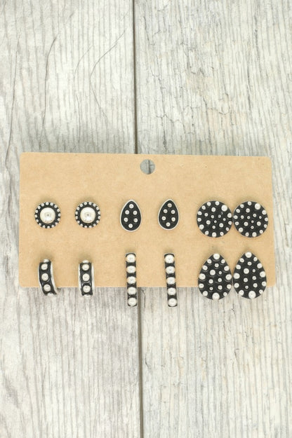 Western Theme Assorted 6 Pair Earring Set