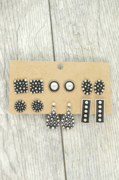 Western Theme Assorted 6 Pair Earring Set