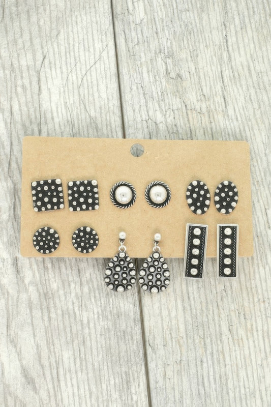 Western Theme Assorted 6 Pair Earring Set