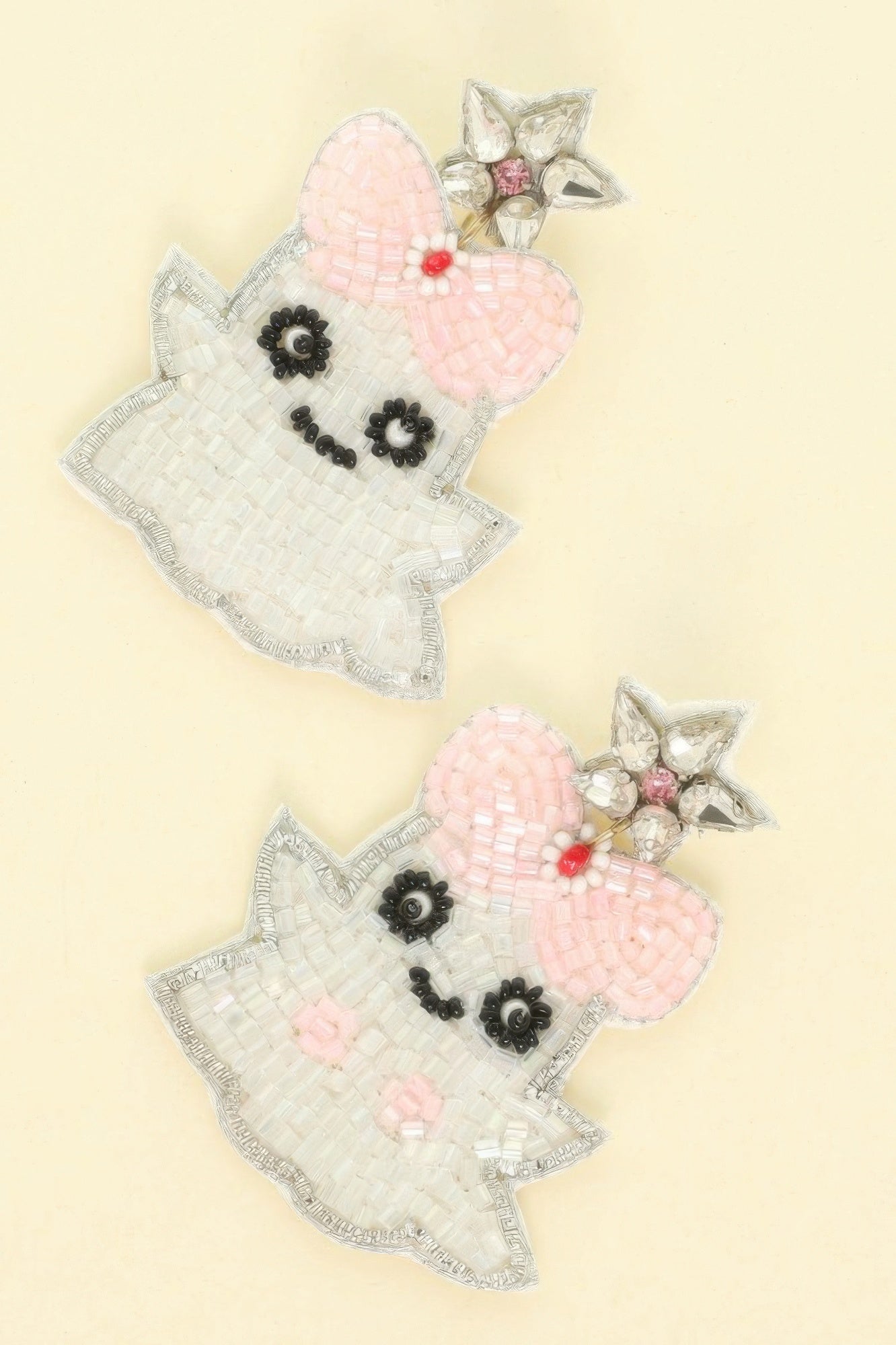 Halloween Ghost Seed Beaded Post Earrings