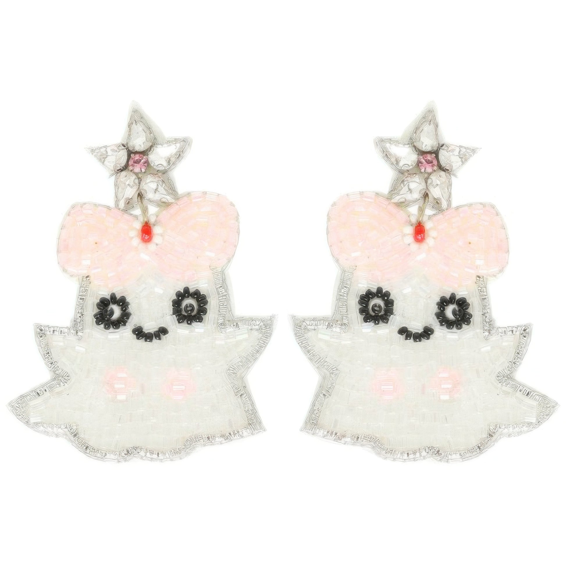 Halloween Ghost Seed Beaded Post Earrings