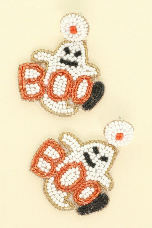 Halloween Ghost Bead Post Earrings
