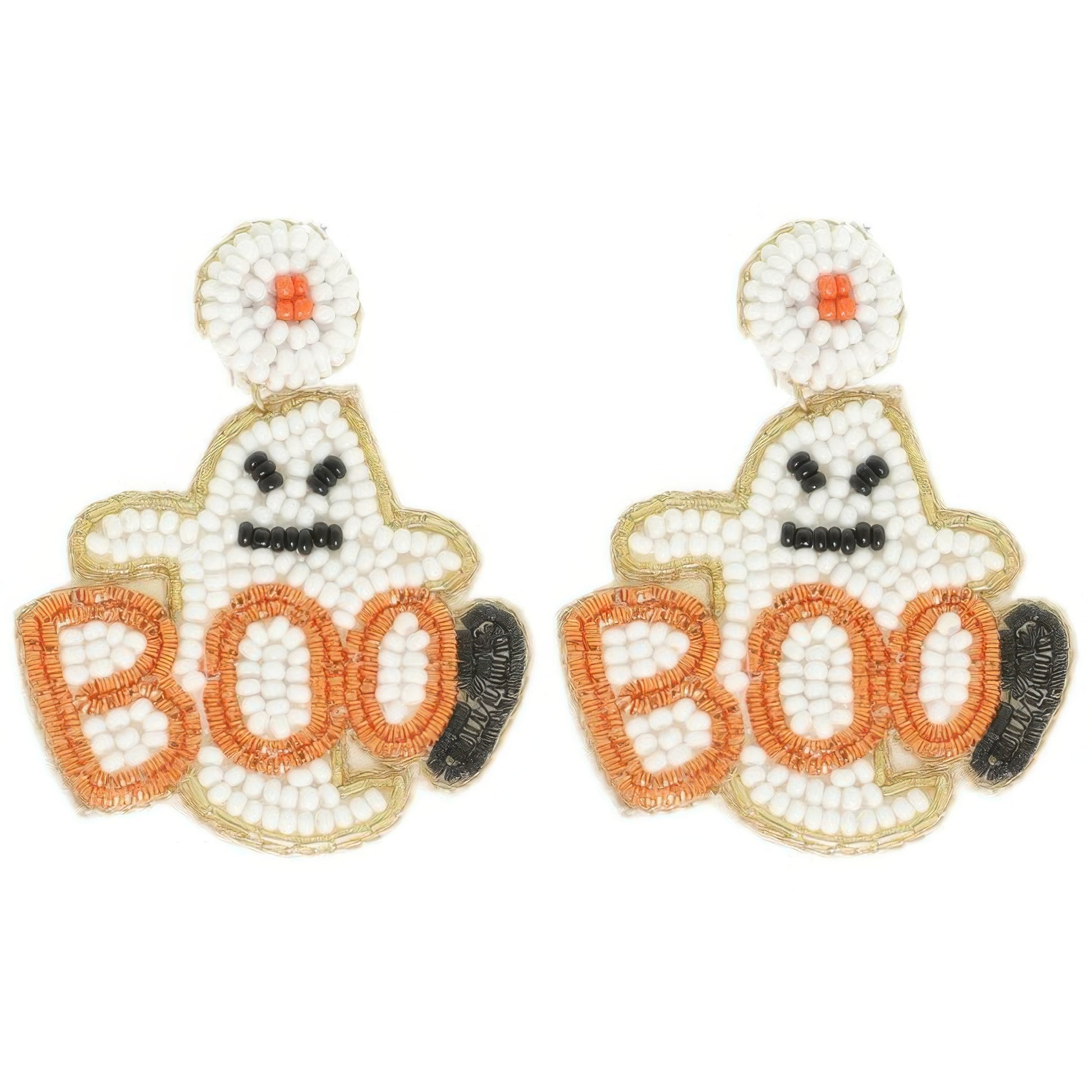 Halloween Ghost Bead Post Earrings