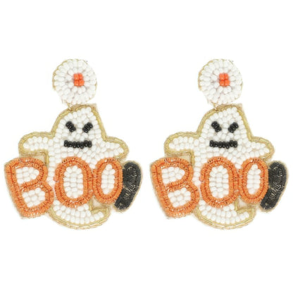 Halloween Ghost Bead Post Earrings