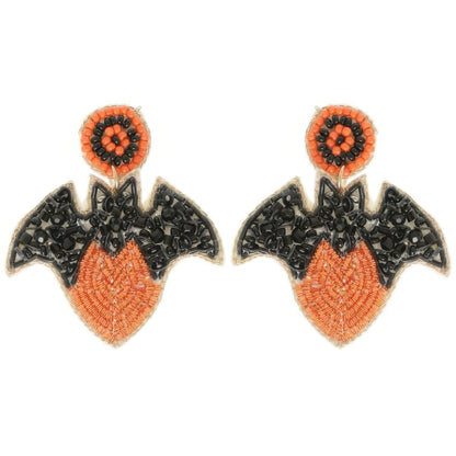 Halloween Bat On Heart Post Earrings