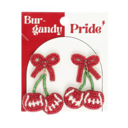 Gameday Cherry Heart Football Earrings