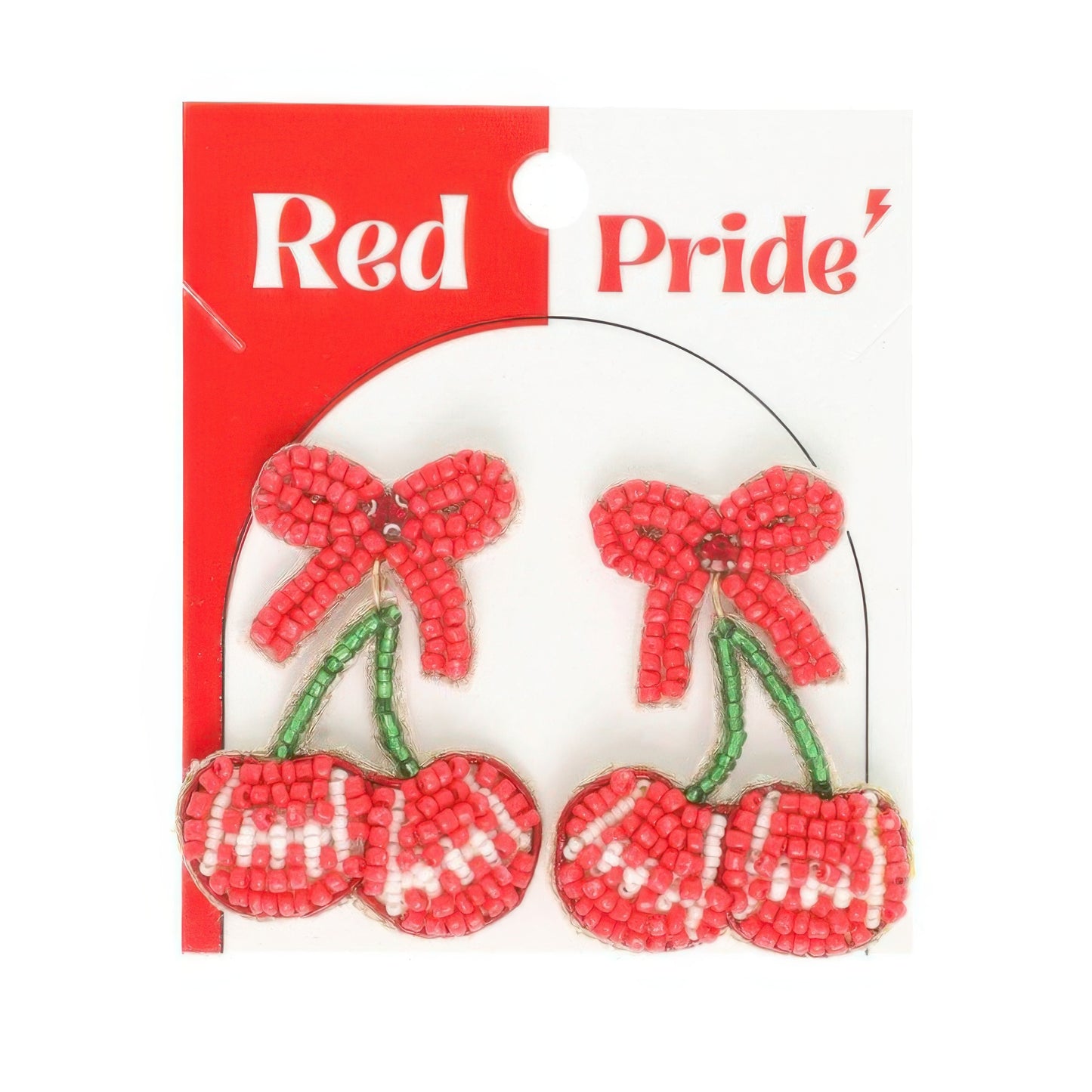 Gameday Cherry Heart Football Earrings