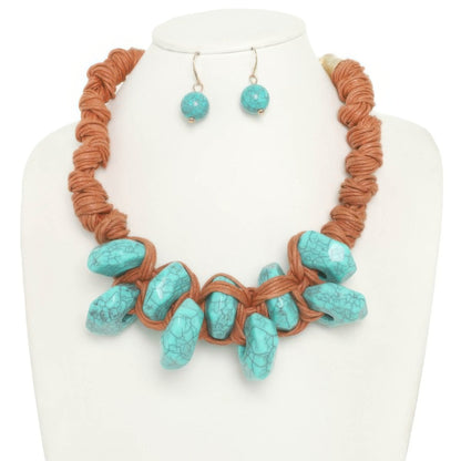 Turquoise Stone Dis Necklace Set