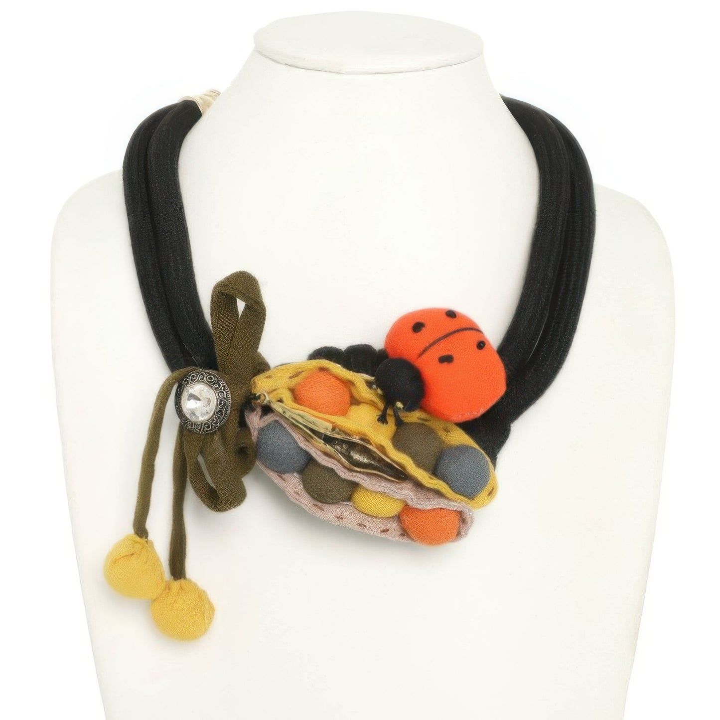 Handmade Fabric Ladybug Necklace
