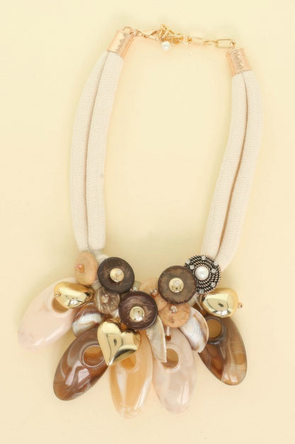 Stone Theme Necklace With Wood Discs
