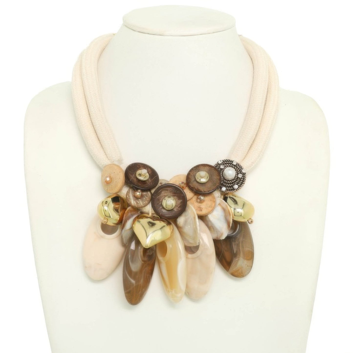 Stone Theme Necklace With Wood Discs