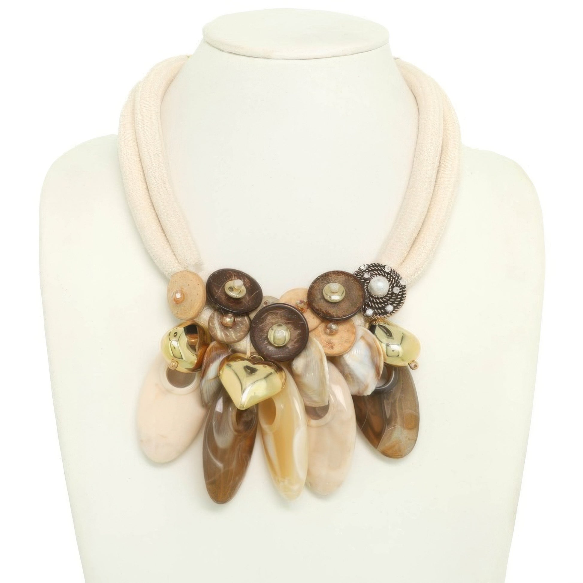 Stone Theme Necklace With Wood Discs
