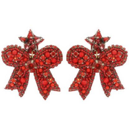 Christmas Bow Post Dangle Earrings