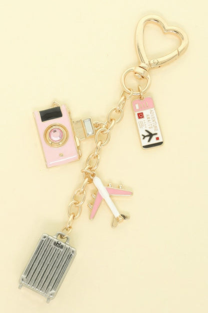 Travel Theme Bag Charm Keychain