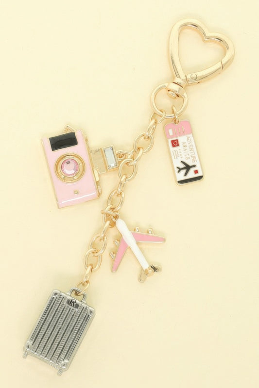 Travel Theme Bag Charm Keychain