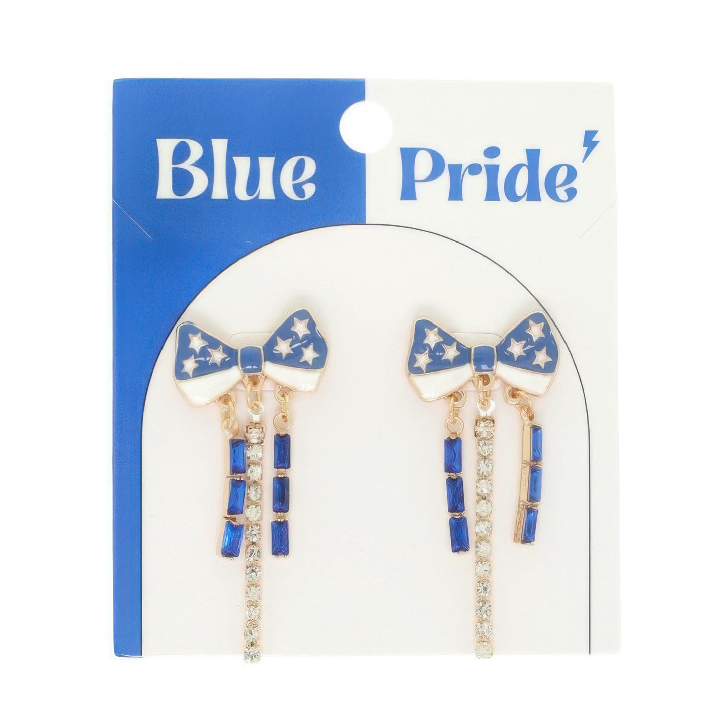 Game Day Starred Bow Fringe Earrings