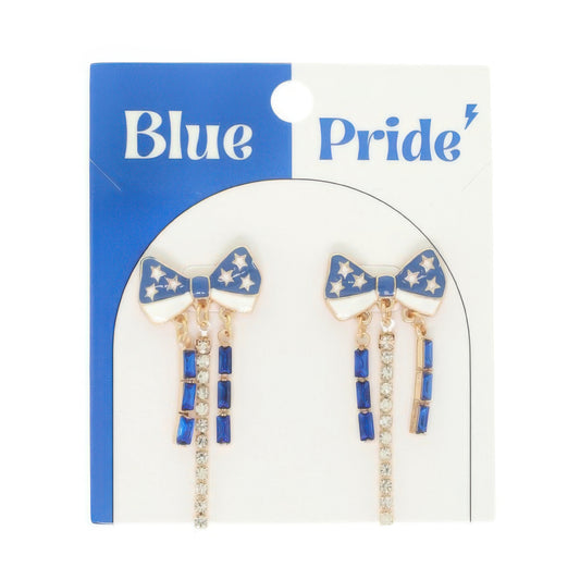 Game Day Starred Bow Fringe Earrings