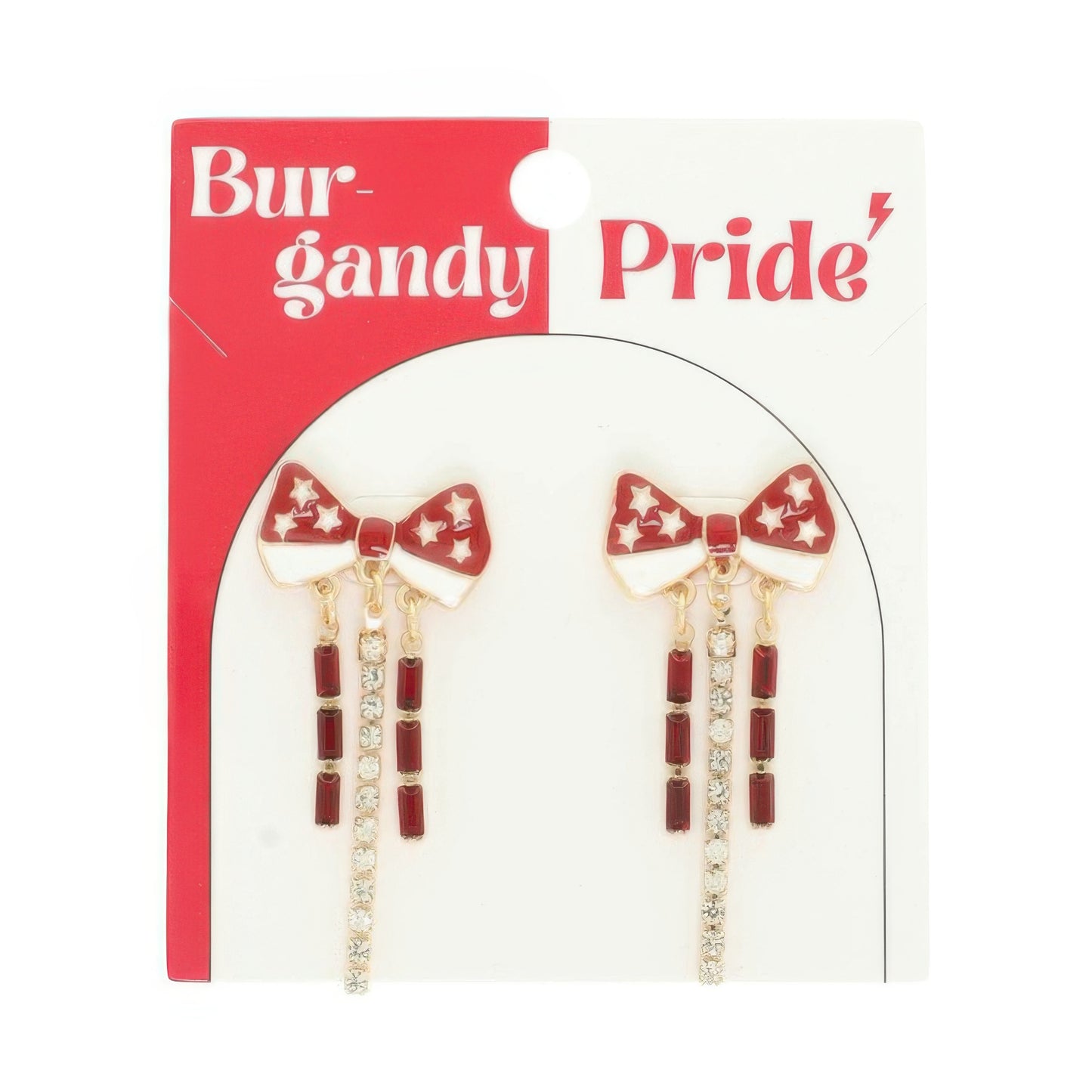 Game Day Starred Bow Fringe Earrings