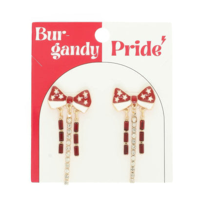 Game Day Starred Bow Fringe Earrings
