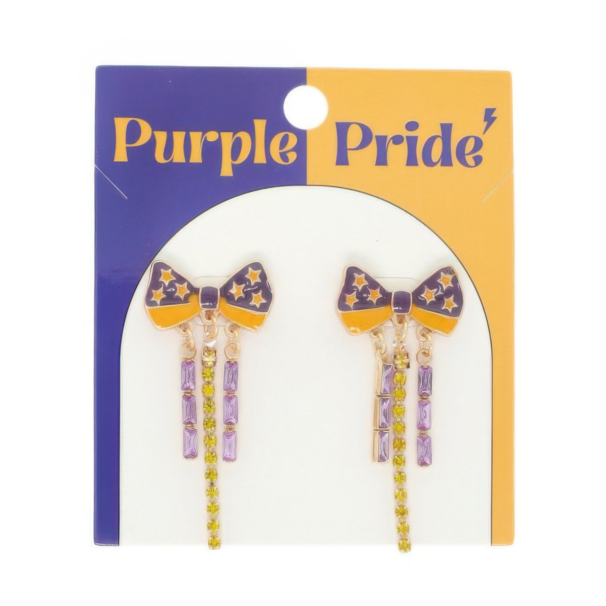 Game Day Starred Bow Fringe Earrings