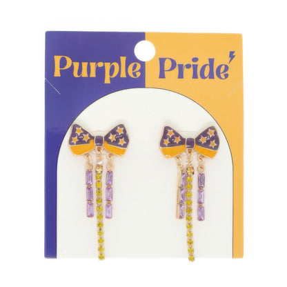 Game Day Starred Bow Fringe Earrings